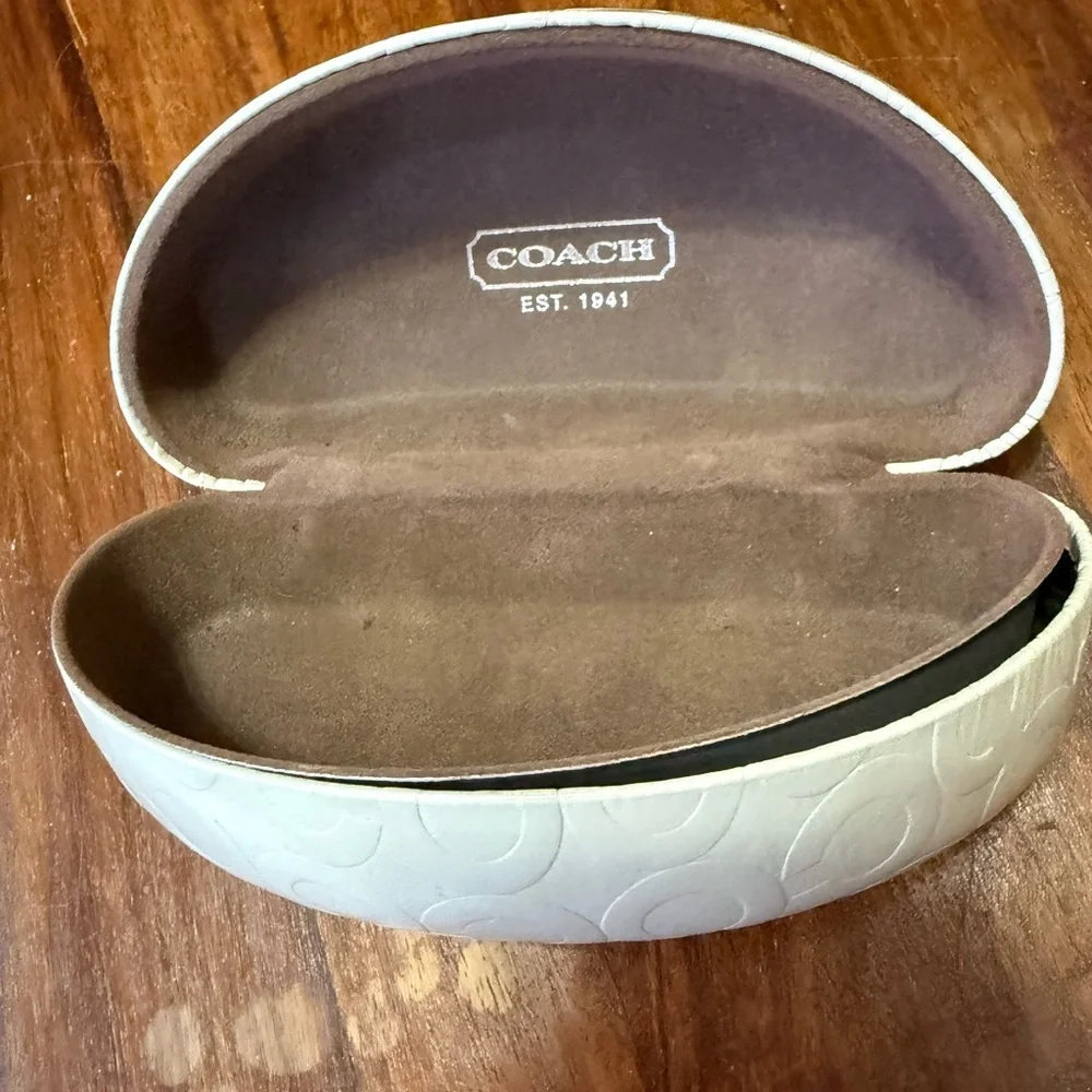 Coach Beige Clamshell Sunglass Case